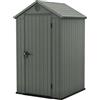 Keter Casetta da Giardino Darwin 4x4, Finitura Effetto Legno, Colore Verde Salvia, 1,4 m², 125,8x117x205H cm