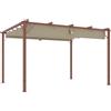 Outsunny Gazebo Pergola 3x4 m con Tetto Scorrevole, Picchetti e Viti, Pergolato da Giardino in Poliestere 180g/㎡ e Alluminio, UV30+, per Patio, Terrazzo, Balcone, Veranda e Esterno, Color Legno