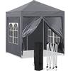 CLIPOP Gazebo da giardino con 4 pannelli laterali, 2 x 2 m, tenda per esterni, con borsa per il trasporto, resistente e istantaneo, per matrimoni, campeggio, spiaggia
