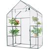 HOMASIS Serra da Giardino con Supporto per Piante, Serra per Piante Invernale, Miniserra da Balcone con Copertura in PVC e Porta Avvolgibile, 143 x 73 x 195 cm (Verde)