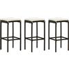 vidaXL Sgabelli da Bar con Cuscini 3 pz Marroni in Polyrattan