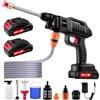 LeadGoods Rondella ad alta pressione senza fili, 21 V, 60 bar, idropulitrice portatile senza fili, con batteria 2 x 2000 mA, ugello regolabile 6 in 1, tubo da 5 m, per lavaggio e irrigazione (Senza secchio)