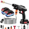 wowspeed Pulitore ad alta pressione a batteria, 21 V, 60 bar, con 2 batterie, ugello multifunzione 3 in 1, tubo da 5 m, portatile, per auto, terrazza, finestra