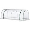 Outsunny Serra da Giardino 2.5x1x0.8 m con Finestre Avvolgibili, Serra per Orto con Struttura in Acciaio e Copertura in PVC, per Orto Verdure Fiori Frutta, Anti UV, Trasparente