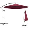 Outsunny Ombrellone da Giardino 3x3m con Tettuccio Regolabile, Base a Croce, Prese d'Aria, Manovella, Ombrellone Decentrato Inclinabile in Acciaio e Poliestere, per Cortile Terrazza, Rosso Scuro