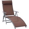 Outsunny Sdraio da Giardino Pieghevole con Cuscino, Schienale con 7 Reclinazioni, 137x63.5x100.5cm, Marrone