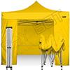 RAY BOT. Gazebo 3m x 3m in acciaio piede da 40mm rinforzato. Impermeabile con tessuti da 350g metro. Resistente al vento. Gazebo Pieghevole richiudibile (Teli 1 Porta, 3 Ciechi, Giallo)