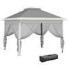 Outsunny Gazebo Pop Up 3.3x3.3 m Regolabile in Altezza su 3 Livelli con Zanzariere, Pannelli Laterali e Borsa da Trasporto, Gazebo da Esterno con Tetto Doppio in Metallo e Tessuto Oxford, Grigio Scuro