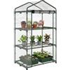 Outsunny Mini Serra da Giardino con Rivestimento in Plastica e Telaio in Acciaio, Serra per Piante con 3 Ripiani e Porta a Cerniera, 69x49x125cm, Trasparente