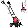 SOARS Motozappa Elettrica Pieghevole 1200W, Larghezza di Lavoro 36 cm Profondità di Lavoro 22 cm, 4 Lame, Zappatrice Elettrica per Orto e Giardino (Rosso, 36 x 40 cm, con Ruote, Premium)