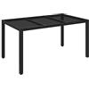 vidaXL Tavolo da Giardino Piano in Vetro Nero 150x90x75 cm Polyrattan