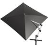 Devoko Ombrellone da balcone, in alluminio, con copertura, impermeabile, con manovella, protezione solare UV50+, rotazione di 360°, Tettoia monostrato grigio, 3 * 3M