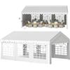 Outsunny Tendone per Feste 6x4m con Pareti Laterali Rimovibili, Gazebo da Giardino con Porte e Finestre, in Metallo, Bianco