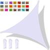 YAOYI Tenda A Vela Triangolare 2x2x2m Vela Ombreggiante Impermeabile, Protezione Raggi UV 98%, per Feste All'aperto in Terrazza Giardino, con Corda, Bianca