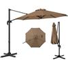 COSTWAY Ombrellone Giardino 294 cm, 5 Angoli Regolabili (Marrone) | Girevole 360°, 8 Stecche Base a Croce, Impermeabile, Anti-UV, per Cortile Piscina Esterno
