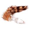 Peadxuno Crystal Glass Butt Anal Plug Coda di cane fatta di pelliccia sintetica Coda di volpe Plug Gioco di sesso Giocattoli cosplay per giochi di sesso per adulti Trasparente