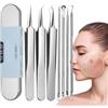 Generico Kit di strumenti di estrazione della testa nera, kit di strumenti Pimple Popper | Set 7x Tweezers - Strumento per il viso, zit che rimuove il naso, pinzetta per la fronte, cura del viso