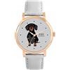 Toff London Black Dachshund Dog Watch Ladies 38mm Case 3atm Resistente all'acqua Movimento al quarzo progettato su misura Lusso alla moda
