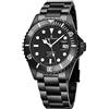 Revue Thommen Orologio subacqueo automatico da uomo, 42 mm, quadrante nero analogico con lancette luminose, data ingrandita e vetro zaffiro, in acciaio inox rivestito in PVD nero, impermeabile,