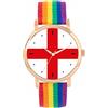 Toff London Orologio bandiera inglese da donna, cassa 38 mm, resistente all'acqua, movimento al quarzo progettato su misura, resistente all'acqua, alla moda