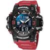 Gosasa Orologi da uomo Multi Funzione Militare S-Shock Sport Orologio LED Digital Impermeabile Allarme Orologi, 8049_Rosso