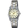 Casio Collection - Orologio donna al quarzo Classico cinturino in Acciaio INOX Grigio cassa in Ottone display analogico bianco - LTP-V001SG-9B