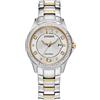 Citizen Orologio Donna Eco-Drive Classic Crystal Acciaio Inossidabile Bicolore Quadrante Argentato, Bicolore E Tono Argento
