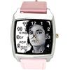 Taport® Michael Jackson quarzo quadrato orologio rosa quadrante in vera pelle Band E2