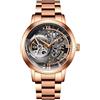 OBLVLO Retro Sport Uomini Scheletro Orologio Automatico Cinturino Meccanico In Pelle Di Vitello Cristallo Minerale Impermeabile Quadrante 45mm VM