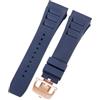 ROUHO 25mm Cinturino di Ricambio in Gomma Premium, Bracciale Regolabile in Silicone per Richard Mille RM-11-Blu + Oro Rosa Fibbia