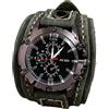 Leeadwaey Orologio da polso punk vintage largo in pelle PU cinturino polsino numeri romani marrone