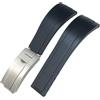 ROUREOX Cinturino Silicone Morbido per Uomo, Rilascio Rapido con Pulsante Acciaio Inox per Rolex Daytona Submariner Oyster Perpetual-Fibbia Nera + Argento + Opaco 20mm