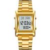 lvifloae 1815 orologio digitale musulmano per la preghiera Qibla Compass Hijri Calendario Quran Bookmark Selezione Città Funzione Data Alarmarna Retroilluminazione 30M Men Azan (Oro)