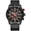 CURREN Mens Leather Strap Military Watches Men Chronograph Waterproof Sport Wrist Date Quartz Wristwatch Gifts, Nero, Cronografo, movimento al quarzo