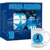 Generico Uovo di Pasqua con Pallone da Calcio N.5 Forza Azzurri Napoli + tazza mug in ceramica uovo di cioccolato da 150gr. finissimo cioccolato al latte con pallone + tazza colazione idea regalo tifosi tifo