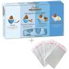 Doni Bomboniere Kit Confezione 1Kg Confetti Sfumati Azzurro con Mandorla Ricoperta + 50 pz Bustine Portaconfetti Trasparenti per Battesimo Nascita Compleanno Bimbo Made in Italy