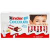 CAIYA Kinder Cioccolato Barrette di Cioccolato Finissimo al Latte con Ripieno al Latte 16 Barrette 200g