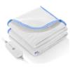 CURECURE Coprimaterasso riscaldato elettrico con 4 livelli di calore, riscaldamento rapido, spegnimento automatico dopo 10 ore, lavabile in lavatrice, 150 x 80 cm (Bianca e Blu)
