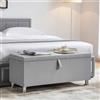 Vida Designs Valencia Pouf Ottomano, con Coperchio in Tessuto, Sedia, Sgabello, Panca per Finestra, Cassapanca, Cassapanca per Giocattoli, Pouf, Poggiapiedi, Lino Grigio Chiaro