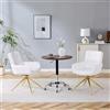 Bladez Set di 2 sedie per sala da pranzo, girevoli a 360°, in pelle PU, con braccioli moderni, con gambe in metallo, comoda per soggiorno (bianco + oro, 2 pezzi)