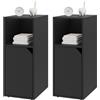 WOLTU Set di 2 Comodino Stretto, Tavolino con 1 Scomparto Aperto e 1 Armadietto, Ripiano Regolabile, 25x35x62cm, Tavolino divano per Camera da Letto, Soggiorno, Moderno, Nero, NTS16sz-2