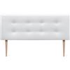 DHOME Testiera in Similpelle o Tessuto AQUALINE Pro con 2 file di Bottoni e Gambe Testiera Imbottita per Letto di Lusso (150x105cm con gambe (Letti 150/160), Similpelle Bianco)