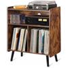 Possile Supporto per giradischi vintage a 3 livelli, armadietto per dischi in vinile metà secolo, può contenere fino a 100 album, grande supporto girevole in legno per soggiorno, ufficio, marrone