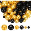 PATIKIL 150 PCS 8/14/20 mm Perle Finte Senza Foro per Riempimento Nero/Oro | Centrotavola Decorazione, Candele Galleggianti, Per Matrimoni Feste, Perle Galleggianti, Decorazione Tavolo, Vaso