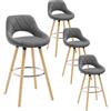 WOLTU Sgabelli da Cucina Set di 4, Sgabello da Bar per Colazione, Sgabelli Alti con Poggiapiedi e Schienale, Sedile in Lino+Gambe in Legno, Grigio Scuro, BH111dgr-4