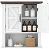 GIANTEX Armadio da parete per bagno, pensile con 2 ante e 1 scomparto aperto, stile fienile, mensola regolabile, 55 x 19 x 60 cm, organizer per cucina, ingresso, lavanderia