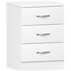 Vida Designs Home Discount, Riano - Cassettiera con 3 cassetti, Colore Bianco, con Maniglie e Guide in Metallo, Sistema Unico di Supporto per i cassetti, per Camera da Letto