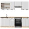 Vicco Cucina componibile Fame-Line, Bianco rustico, 240 cm, PL Rovere, per l'espansione personalizzata con moduli aggiuntivi compatibili