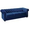 Vente-unique - Divano fisso 3 posti Chesterfield - velluto - blu reale