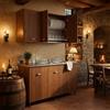 Linea Azzurra Sottolavello Cucina 120 Completo con Pensile 40, Colapiatto, Lavello e Miscelatore Mobile 3 Ante in Legno Made in Italy H85xL120xP50cm (Noce Antico, Vasca a Destra)